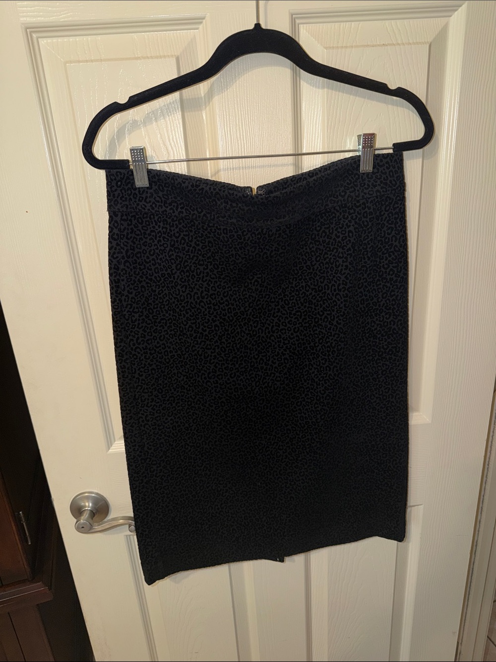 Ann Taylor Black Leopard-Texture Pencil Skirt